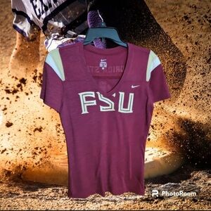 Nike Maroon FSU V-Neck Tee with Gold Details
